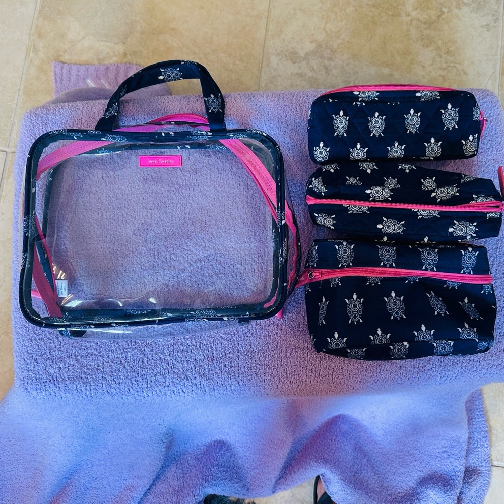 Vera Bradley Navy Blue and Pink  Turtle pattern Travel Bag Collection